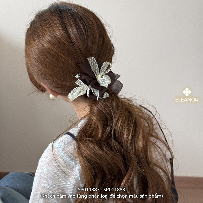 Dây buộc tóc nữ thun co dãn Eleanor Accessories hình nơ ren phụ kiện tóc chun buộc tóc 11887