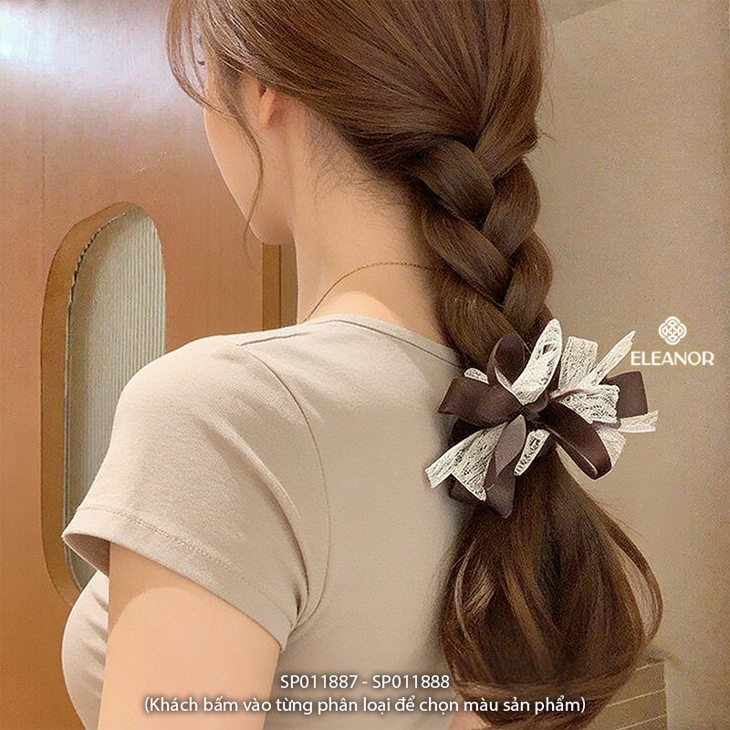 Dây buộc tóc nữ thun co dãn Eleanor Accessories hình nơ ren phụ kiện tóc chun buộc tóc 11887