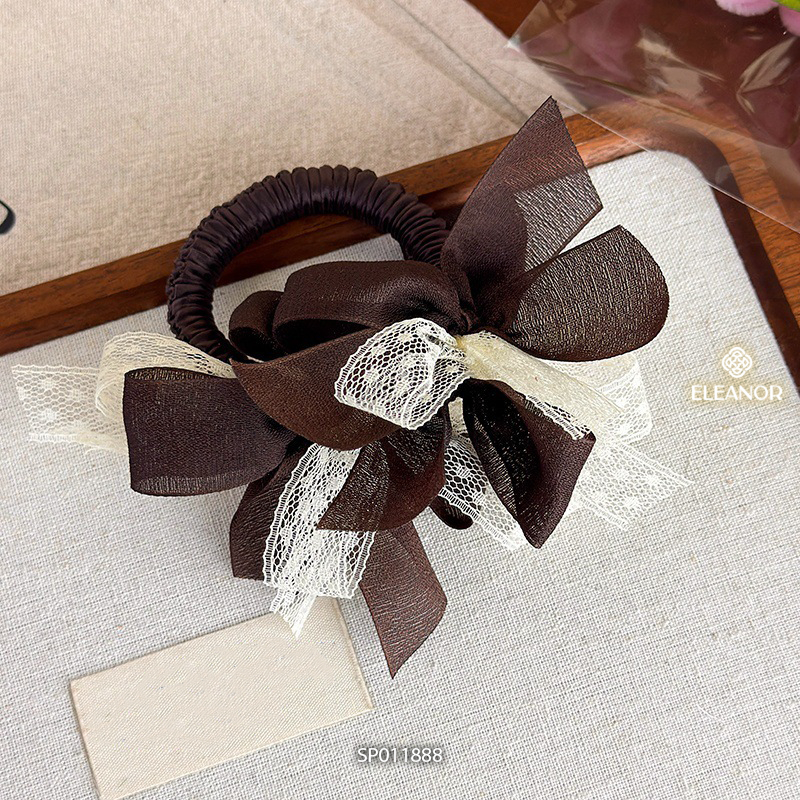 Dây buộc tóc nữ thun co dãn Eleanor Accessories hình nơ ren phụ kiện tóc chun buộc tóc 11887