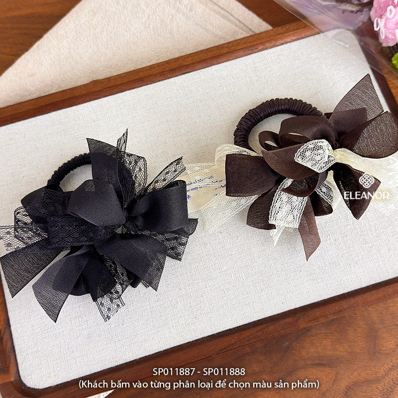 Dây buộc tóc nữ thun co dãn Eleanor Accessories hình nơ ren phụ kiện tóc chun buộc tóc 11887