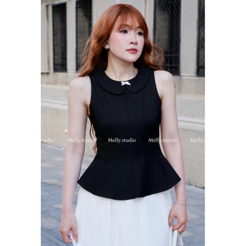 [Melly Studio] ÁO KIỂU PEPLUM SÁT NÁCH TIỂU THƯ - Áo Nữ Dáng Peplum Đen Cao Cấp