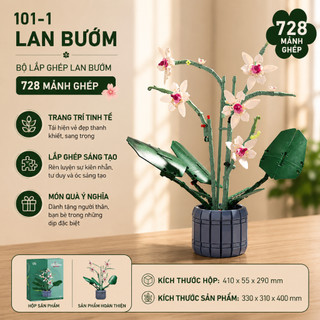Bộ Lắp Ghép Chậu Hoa Lan Hồ Điệp Mini DIY, Mô Hình Hoa Trang Trí Để Bàn Qùa Tặng Người Thân