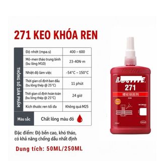 KEO LOC TITE 271 - Keo khóa ren, chống xoay ốc vít bulong, lực khóa cao