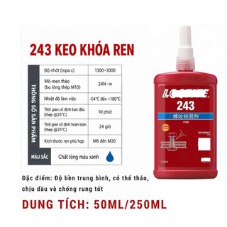 Keo Khóa Ren Kim Loại 243 LOC  TITE Chống Xoay Răng Bu Lông Ốc Vít Siêu Bên Chính Hãng