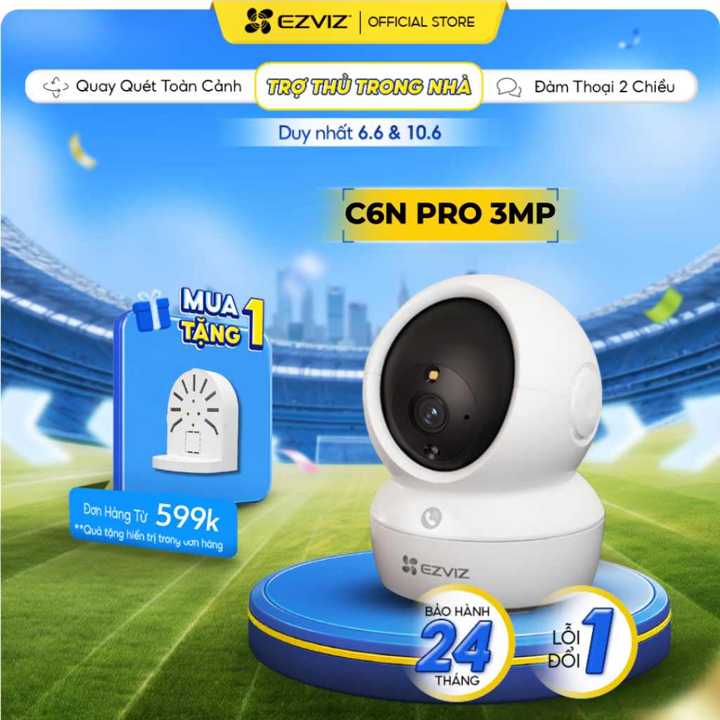Camera WIFI EZVIZ C6N Pro 3MP Trong nhà, Quay Quét 360 Độ, Đàm Thoại 2 Chiều - Bản nâng cấp của C6N