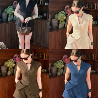 (NEW HOT) SET ĐỒ BỘ THIẾT KẾ NÚT BỌC CHẤT VẢI XƯỢC HÀN ĐẸP FORM ÔM PHONG CÁCH , TINH TẾ ( CÓ BIGSIZE) KME.STORE
