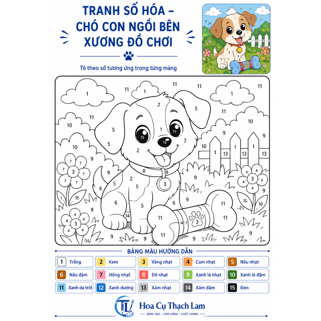 Bộ 10 Tranh Số Hóa Động Vật Dễ Thương Cho Bé Kèm Bảng Màu Hướng Dẫn Tô
