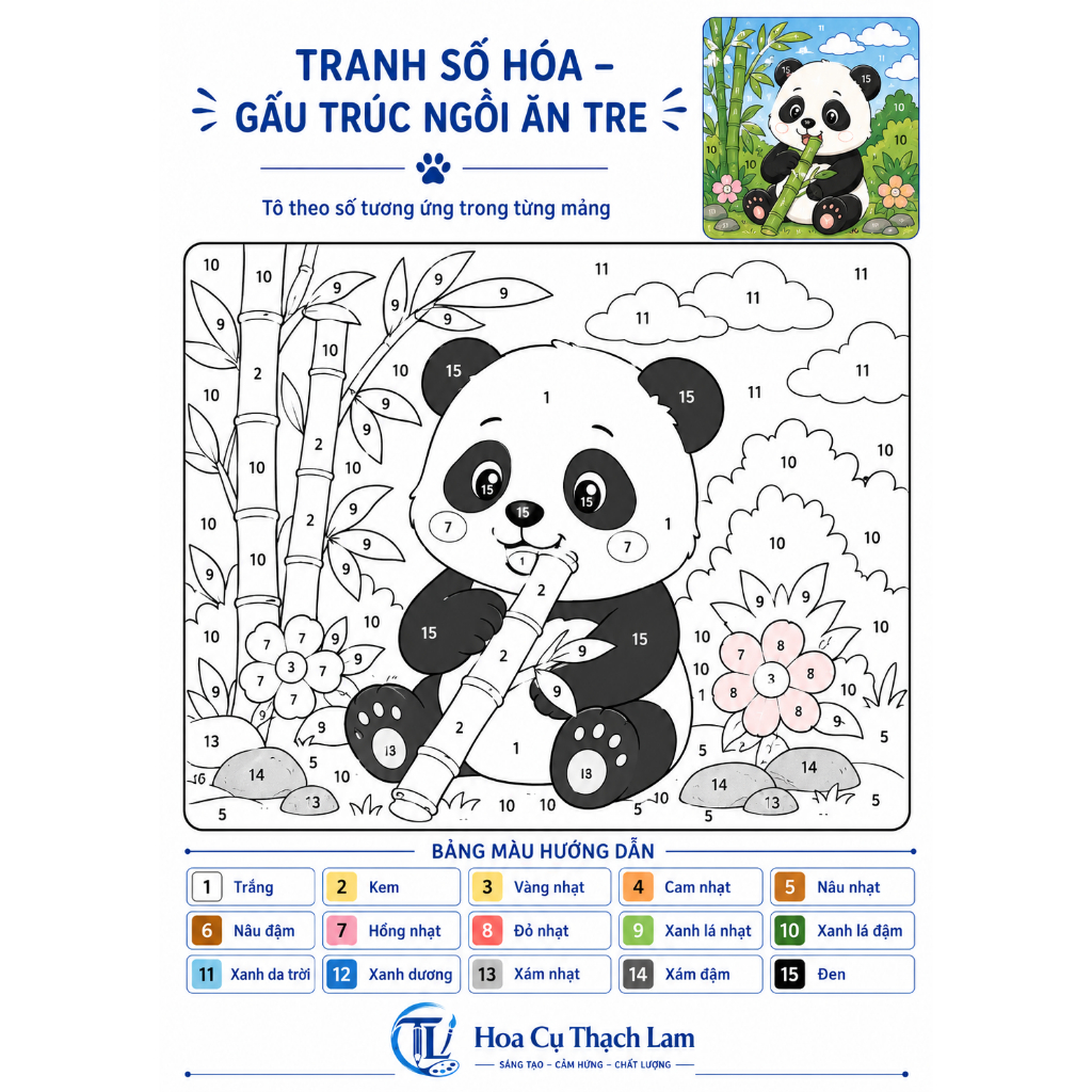 Bộ 10 Tranh Số Hóa Động Vật Dễ Thương Cho Bé Kèm Bảng Màu Hướng Dẫn Tô