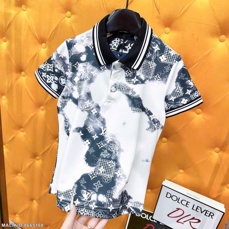 Áo Polo Bé Trai In Họa Tiết Loang Cực Chất_ Áo Polo Cho Bé Chất Cotton Co Dãn