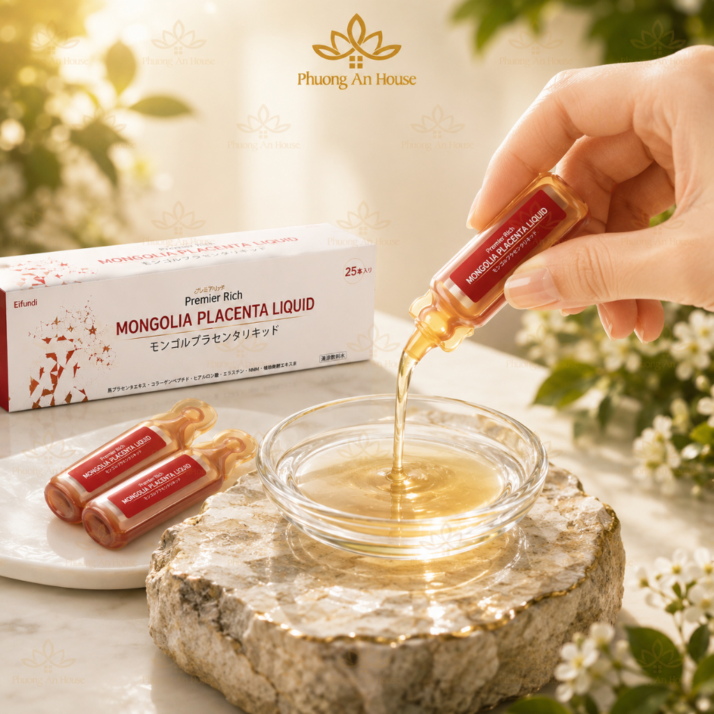 Nước uống nhau thai ngựa Mongolia Placenta Liquid trắng da
