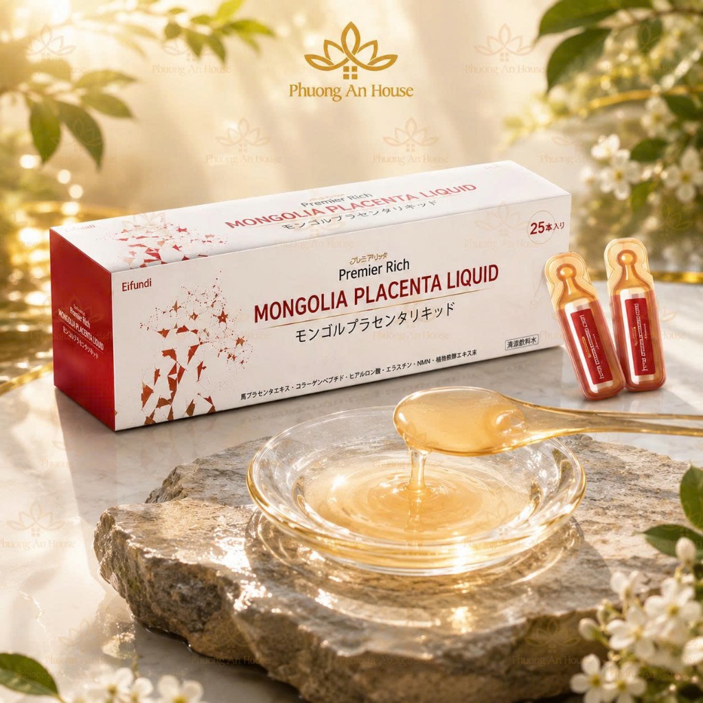 Nước uống nhau thai ngựa Mongolia Placenta Liquid trắng da