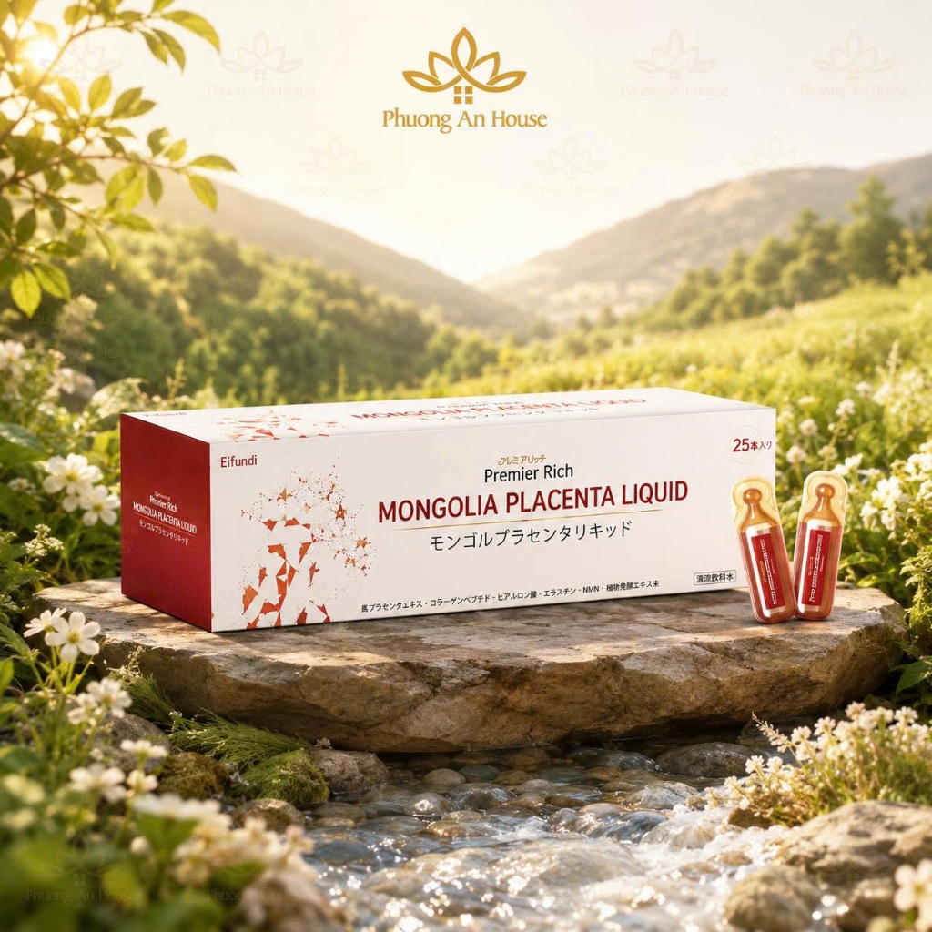 Nước uống nhau thai ngựa Mongolia Placenta Liquid trắng da