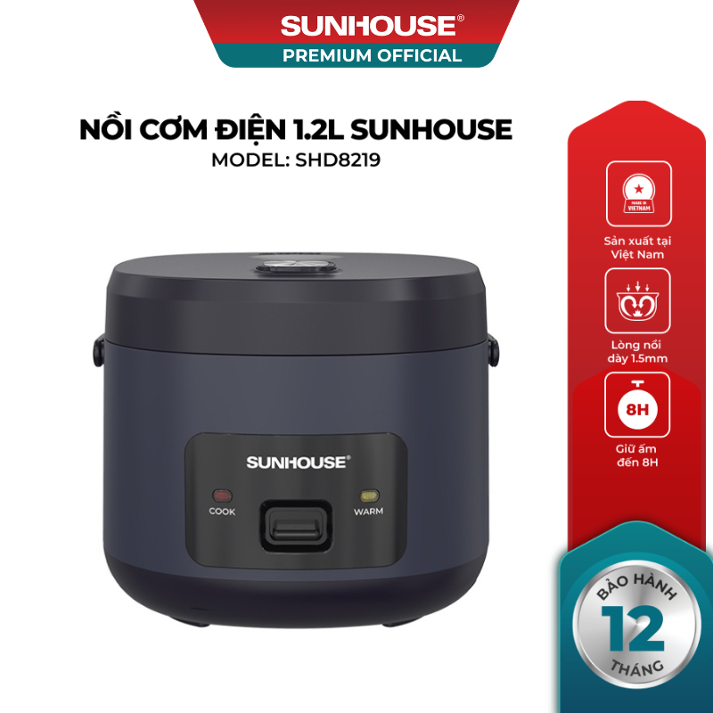 Nồi cơm điện 1.2L Sunhouse SHD8219 - Chống dính Ceramic 2 lớp bền bỉ