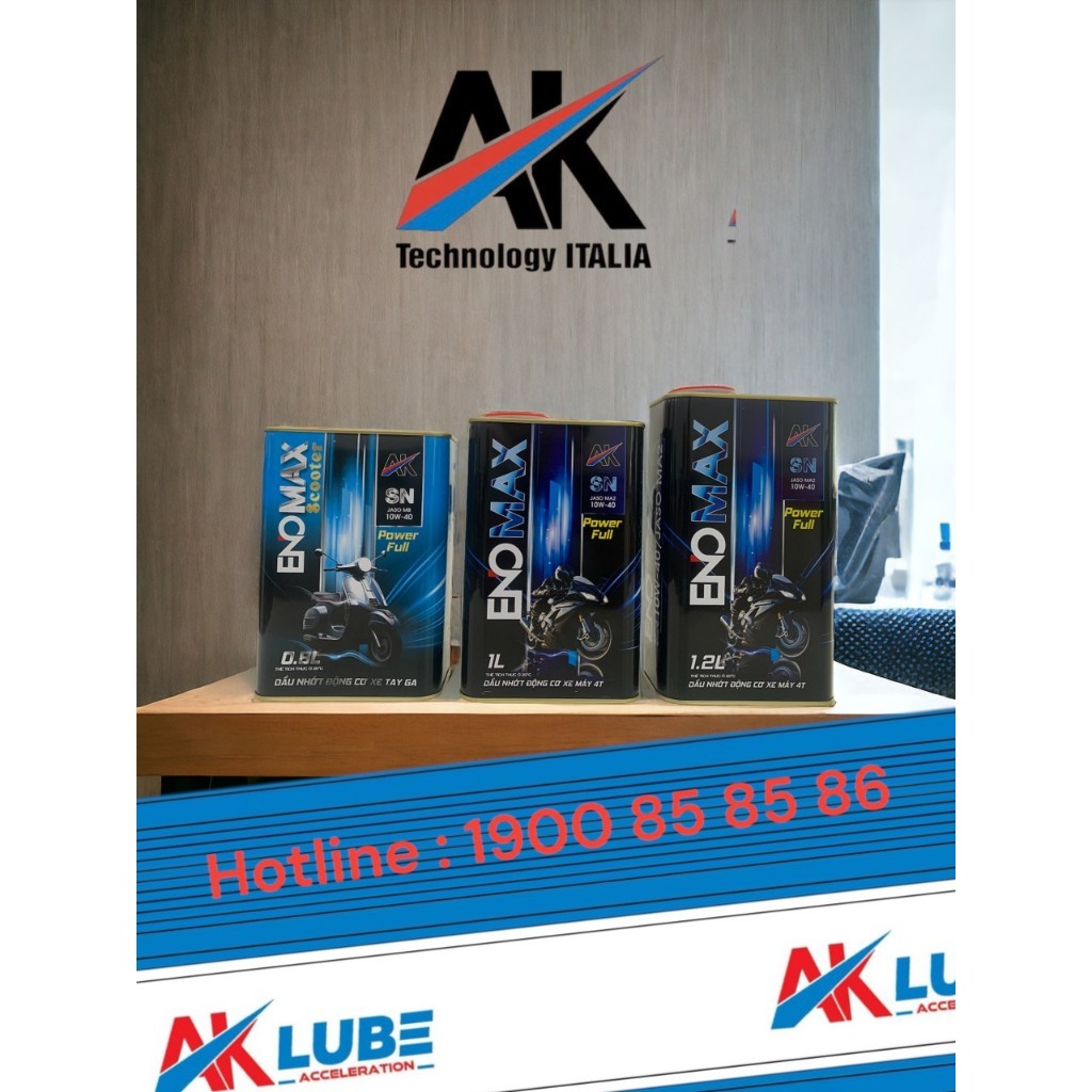 Dầu Nhớt Xe Tay Ga AK LUBE ENOMAX Scooter 10W40 API SN 0.8L – Nhớt 4T Cho Xe Ga Giúp Máy Êm, Giảm Hao Mòn, Tiết Kiệm Nhi