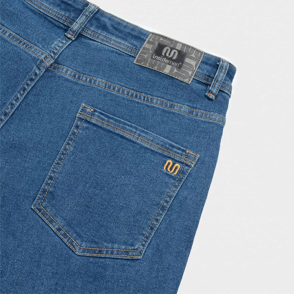 Quần Jeans Nam Hiệu Ứng Giặt Mài Insidemen Dáng Suông Regular Fit Phong Cách Đường Phố IJN001M0H0