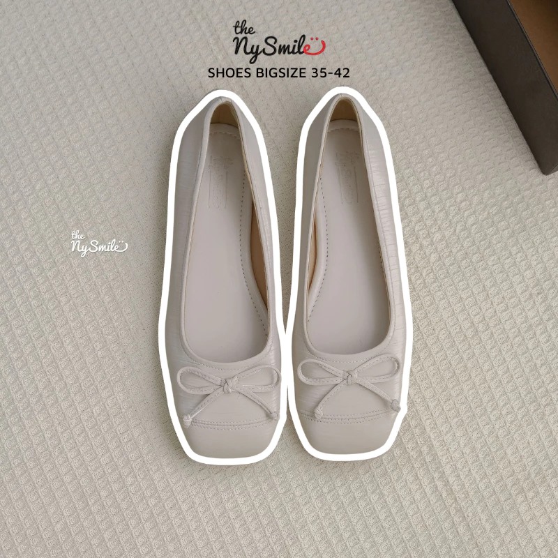 Giày nữ BIG SIZE ( 35 - 40 ) Giày Búp Bê 1P mũi vuông , búp bê phối nơ dễ thương cho nữ - THENYSMILE - CHERY