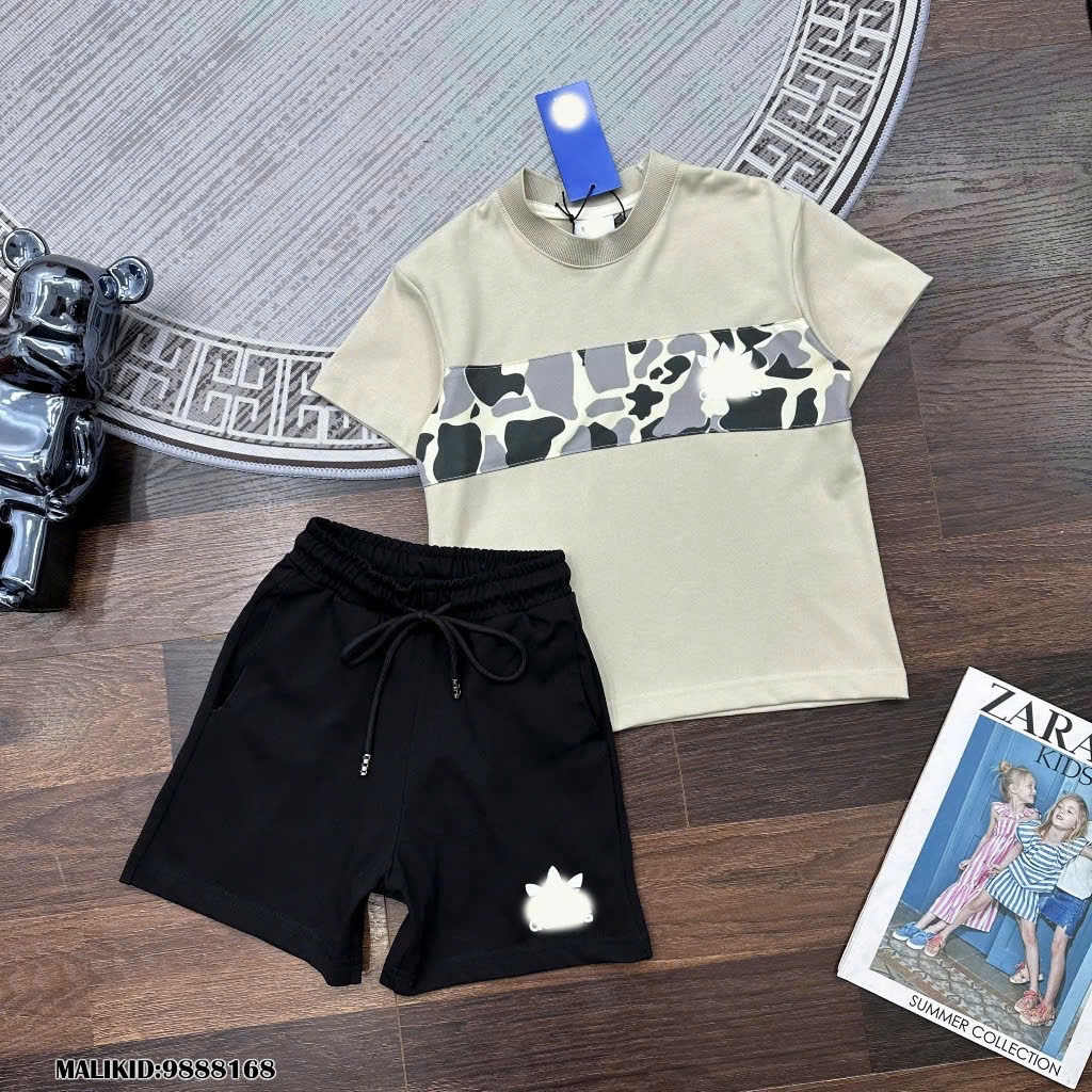 Bộ Hè Thể Thao Bé Trai In Họa Tiết Loang Ngực Áo Siêu Đẹp_ Set Đồ Thể Thao Cho Bé Chất Cotton Cao Cấp