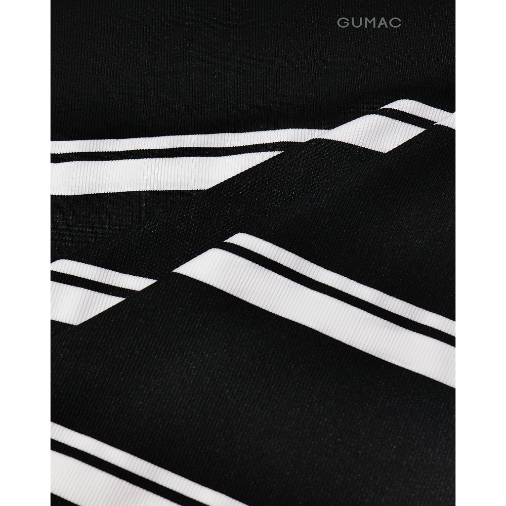 Áo Thun Nữ GUMAC Form Suông Tay Liền Cánh Dơi Kẻ Sọc Thun Co Giãn Trendy LATG0409