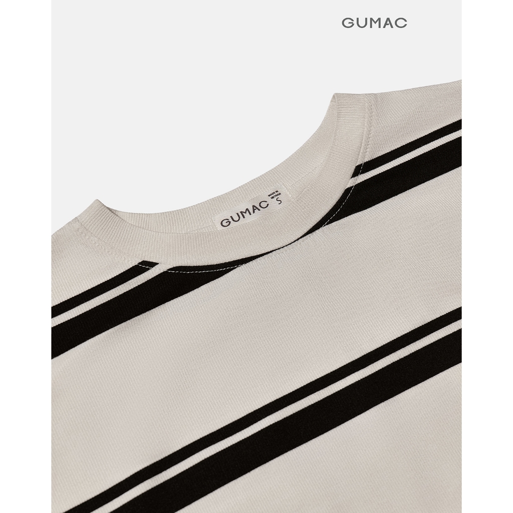 Áo Thun Nữ GUMAC Form Suông Tay Liền Cánh Dơi Kẻ Sọc Thun Co Giãn Trendy LATG0409