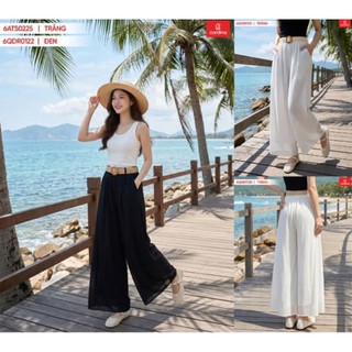 6QDR01 Quần ống rộng nữ CARDINA chất liệu chiffon cạp chun phối đai 6QDR01