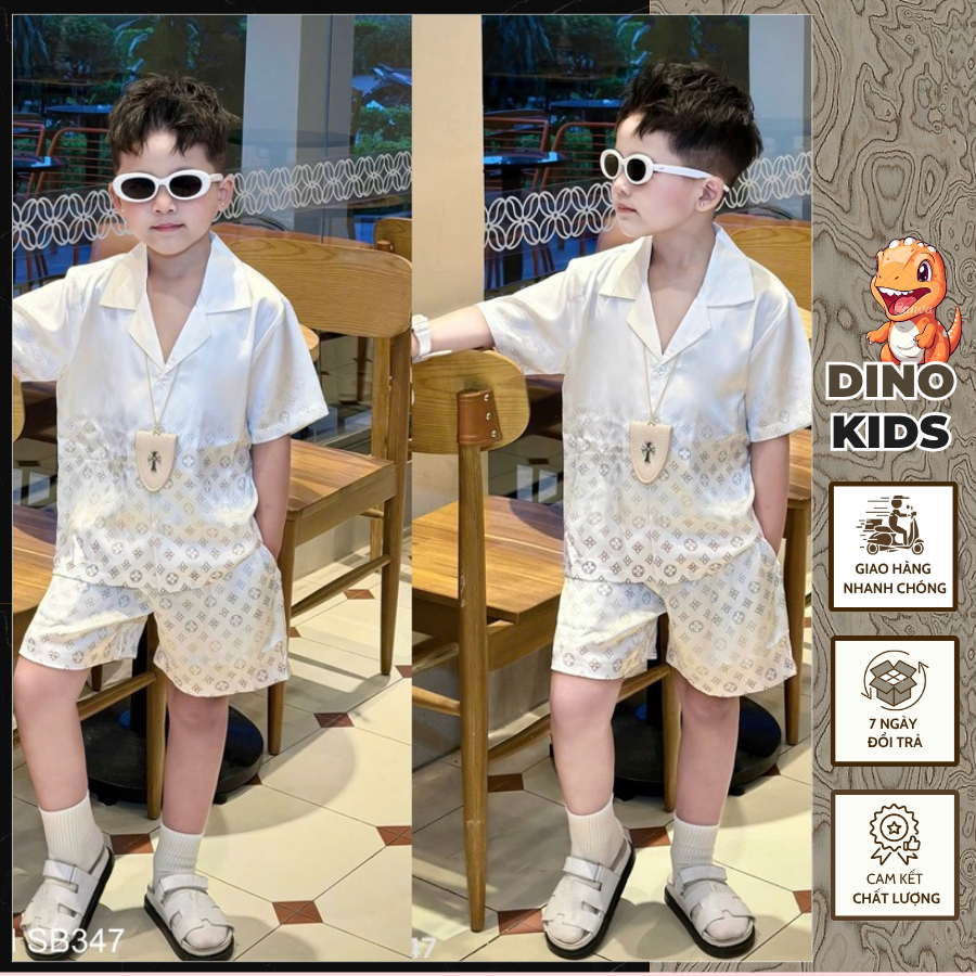 Set Đồ Bé Trai Sơ Mi In Họa Tiết Màu Sắc Cực Chất_ Bộ Đồ Sơ Mi Cho Bé Cực Hot