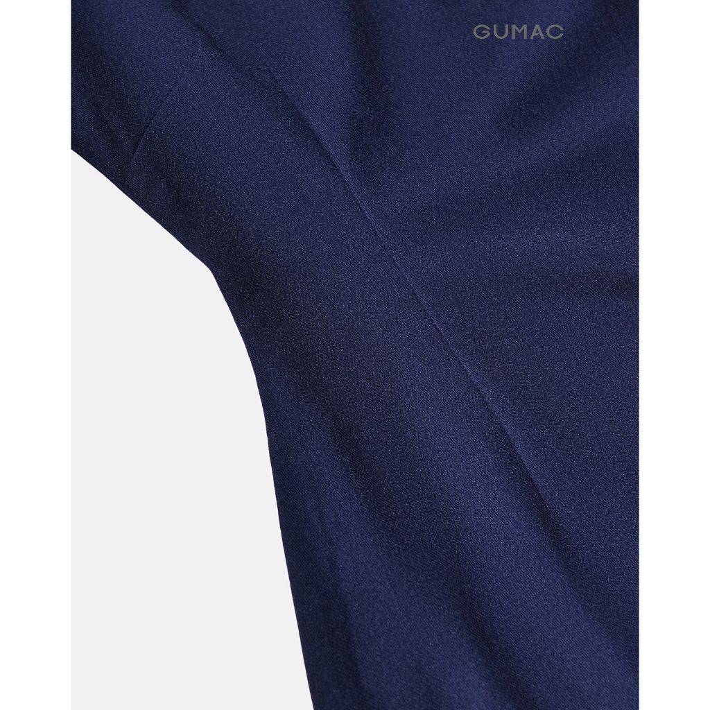 Đầm Chữ A Nữ GUMAC Váy Công Sở Phối Cổ Sọc Thiết Kế Thanh Lịch Chất Tuyết Mưa Có Túi LDF0904