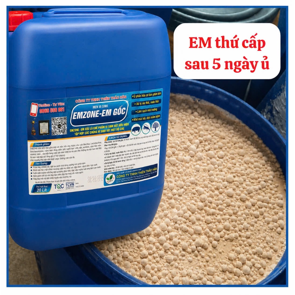 Men vi sinh EMZONE - EM GỐC, ủ phân hữu cơ làm phân bón. men khử mùi hôi. Can 20L