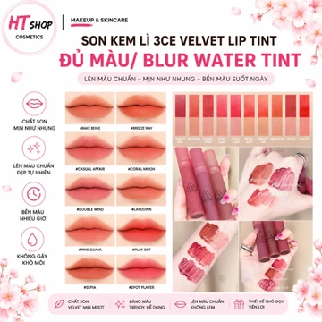 Son Kem Lỳ 3CE Velvet Lip Tint Đủ Màu/BLUR WATER TINT