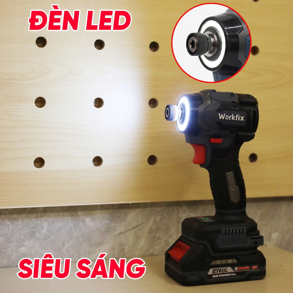 Máy chuyên vít búa WORKFIX WF-SD280CP, Lực siết 280N, 4 Tính năng 4 Cấp chỉnh tốc, Đèn LED siêu sáng