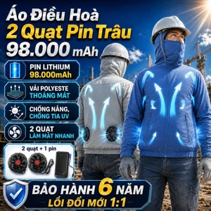Áo Quạt Điều Hoà Chống Nắng Pin Trâu 98.000 mAh, Áo Làm Mát Cơ Thể Tự Động Thổi Khí Điều Hoà Nhiệt Độ