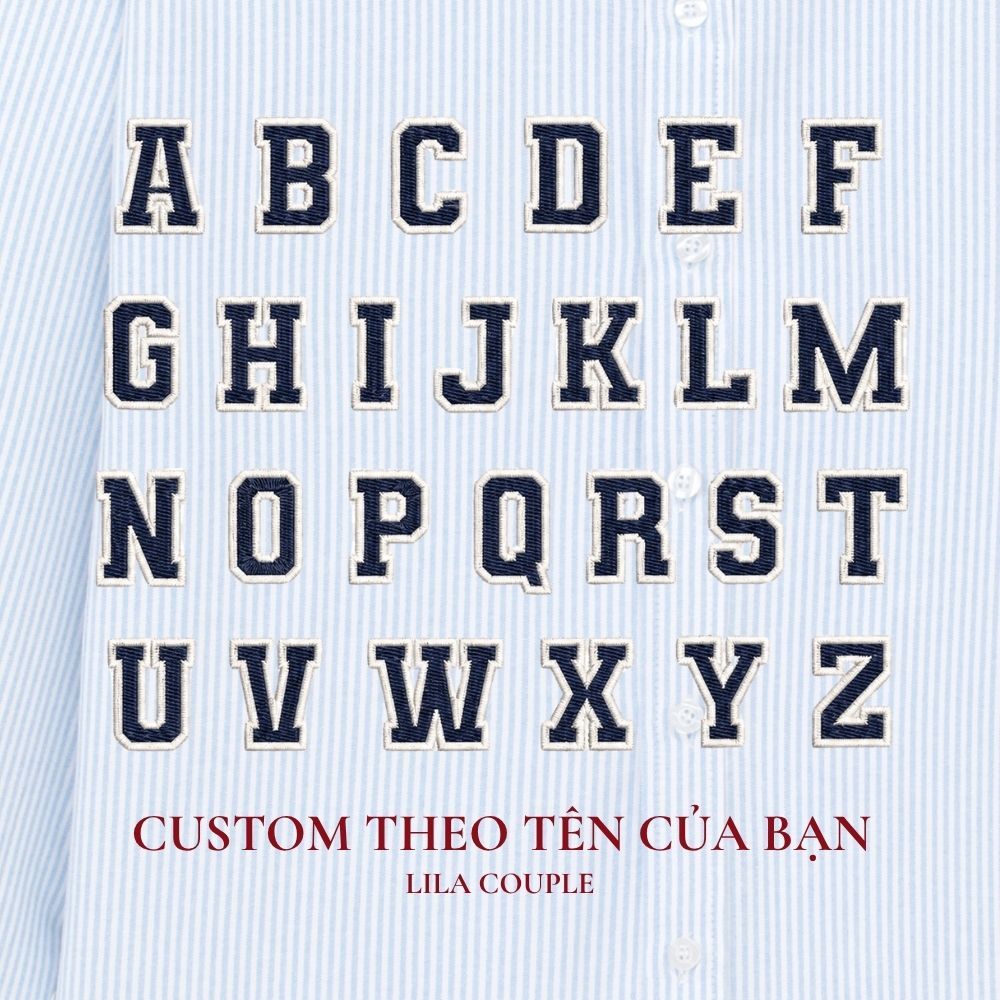 Áo sơ mi vải Oxford dài tay thêu logo tên theo yêu cầu, áo đôi nam nữ form rộng đi chơi, du lịch, đi làm
