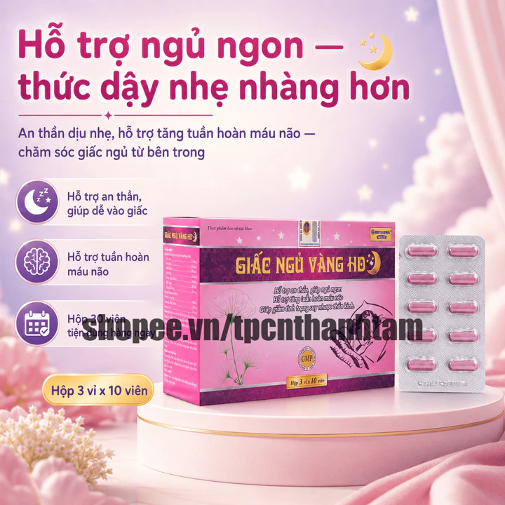 Viên uống GIẤC NGỦ VÀNG HD HỒNG 30v hỗ trợ giấc ngủ, tăng tuần hoàn máu não – 2