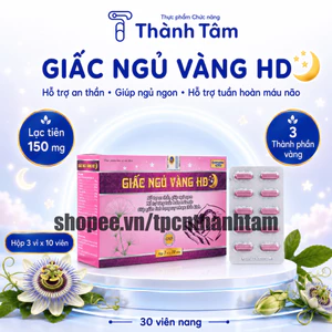 Viên uống GIẤC NGỦ VÀNG HD HỒNG 30v hỗ trợ giấc ngủ, tăng tuần hoàn máu não