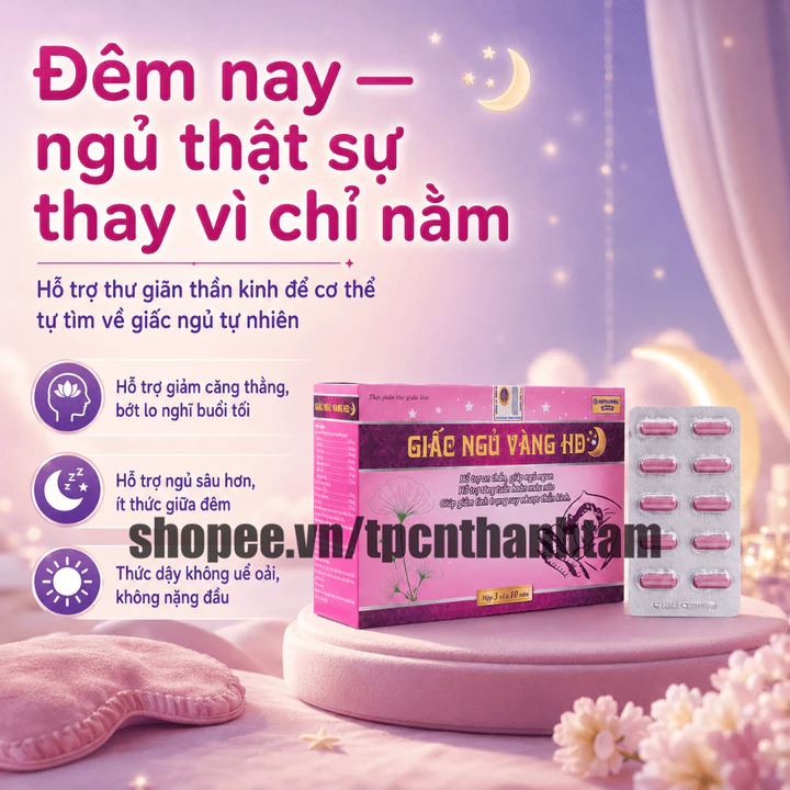 Viên uống GIẤC NGỦ VÀNG HD HỒNG 30v hỗ trợ giấc ngủ, tăng tuần hoàn máu não – 3