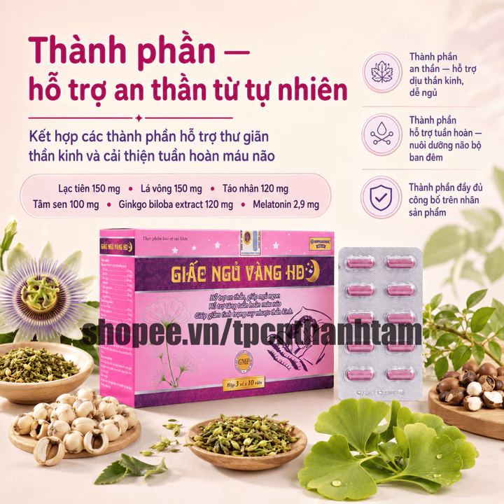 Viên uống GIẤC NGỦ VÀNG HD HỒNG 30v hỗ trợ giấc ngủ, tăng tuần hoàn máu não – 4