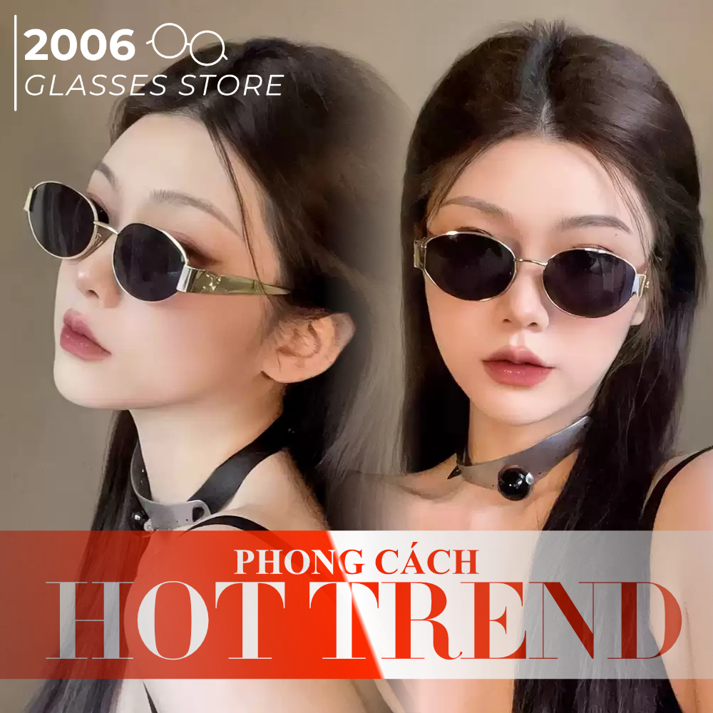 Kính râm gọng tròn oval kim loại cao cấp kính mát chống tia UV thời trang Hàn Quốc kiểu dáng ngầu T9