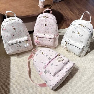Balo nữ dễ thương đi học họa tiết chó mèo da PU chống nước nhẹ tênh MIE BAG