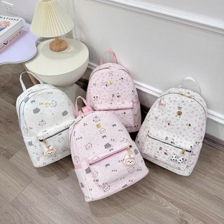 Balo nữ dễ thương đi học họa tiết chó mèo da PU chống nước nhẹ tênh MIE BAG