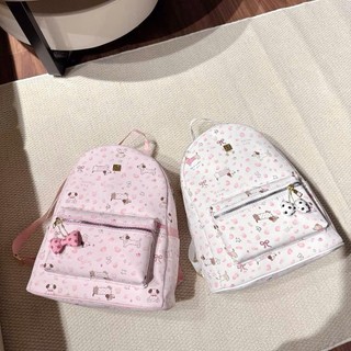 Balo nữ dễ thương đi học họa tiết chó mèo da PU chống nước nhẹ tênh MIE BAG