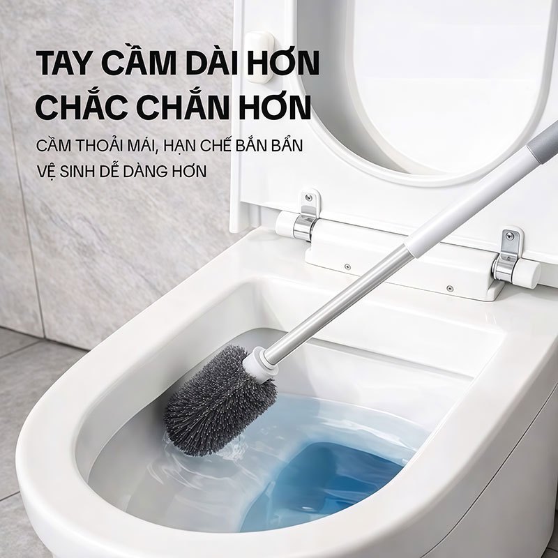 Bộ Vệ Sinh Bồn Cầu 2 Trong 1 KITIMOP TL04 - Cọ Chà Bồn Cầu + Cây Thông Tắc Cao Su Kèm Giá Đỡ