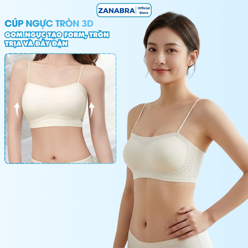 [Hàng Mới Về] Áo Bra nữ, Áo Ngực nữ su lạnh liền mạch không gọng nâng nhẹ chống chảy xệ V1 ZANABRA A2608