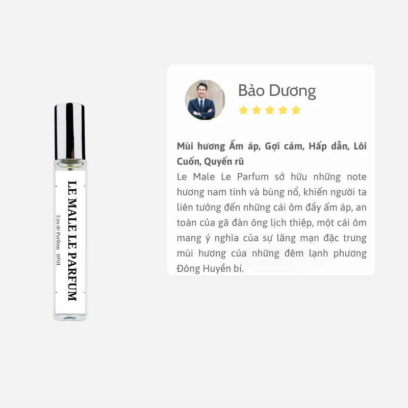 Nước hoa nam Le Male Le Parfum EDP dung tích 10ml phong cách Gợi cảm, Quyến rũ, Thu hút