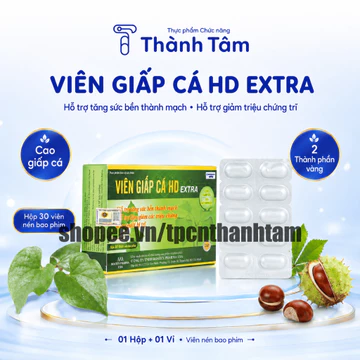 VIÊN GIẤP CÁ HD EXTRA hỗ trợ giảm trĩ, táo bón - Hộp 30 viên