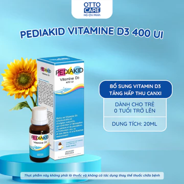 PEDIAKID VITAMIN D3 20ML – BỔ SUNG VITAMIN D3, HỖ TRỢ TĂNG HẤP THU CANXI CHO TRẺ