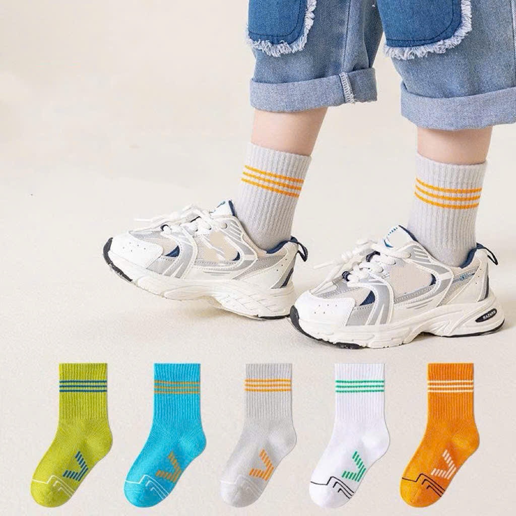 Vớ Tất trẻ em (COMBO 5 ĐÔI) cao cổ chữ P màu trắng phong cách trẻ trung