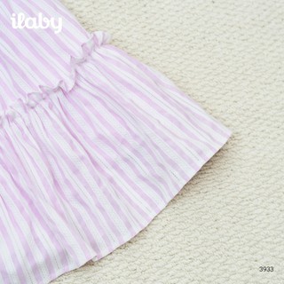 Váy bé gái ILABY HCM Váy hai dây phối hạt sắc màu, họa tiết kẻ sọc tím pastel điệu đà [3933]