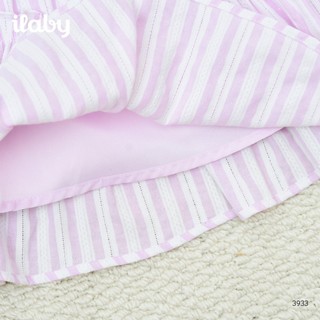 Váy bé gái ILABY HCM Váy hai dây phối hạt sắc màu, họa tiết kẻ sọc tím pastel điệu đà [3933]