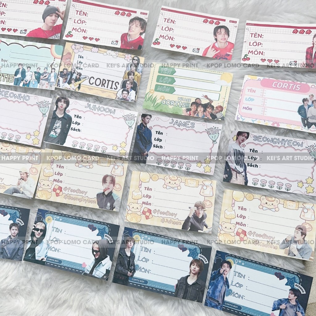 Set 10 cái nhãn vở C.O.R.T.I.S: Keonho, Seonghyeon, Juhoon, James, Martin - mua nhiều giảm giá