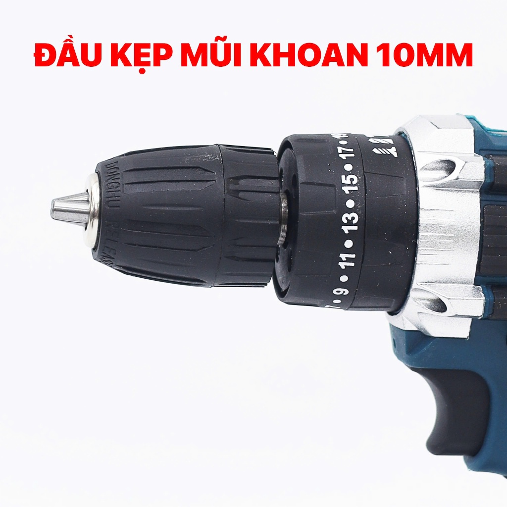Bộ máy Khoan pin BS BOSSUN BS-ID1072VF, 3 chức năng có búa - 2pin sạc - Tặng bộ phụ kiện 24 chi tiết
