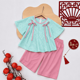 Đồ lam đi chùa cho bé, Set bà ba lụa gấm cách tân bé gái 8-40 kg, Pháp phục lụa mềm mát diện Lễ Tết Trung Thu B04-BIATON